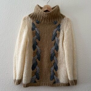 Sportmaker by Maidenform vintage cream & light brown funnel neck sweater - Italy